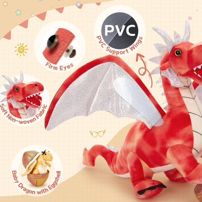XXL Drache Kuscheltier 55cm mit Babys – Plüschtier Geschenk