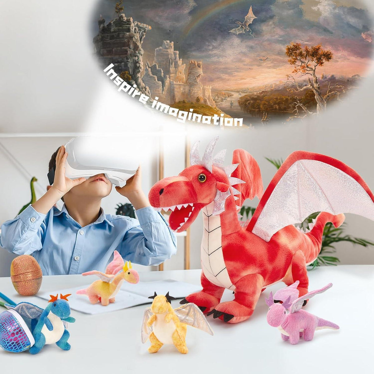XXL Drache Kuscheltier 55cm mit Babys – Plüschtier Geschenk