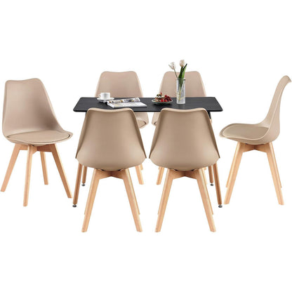 Esszimmergruppe Schwarz 110x70cm + 6 Khaki Stühle
