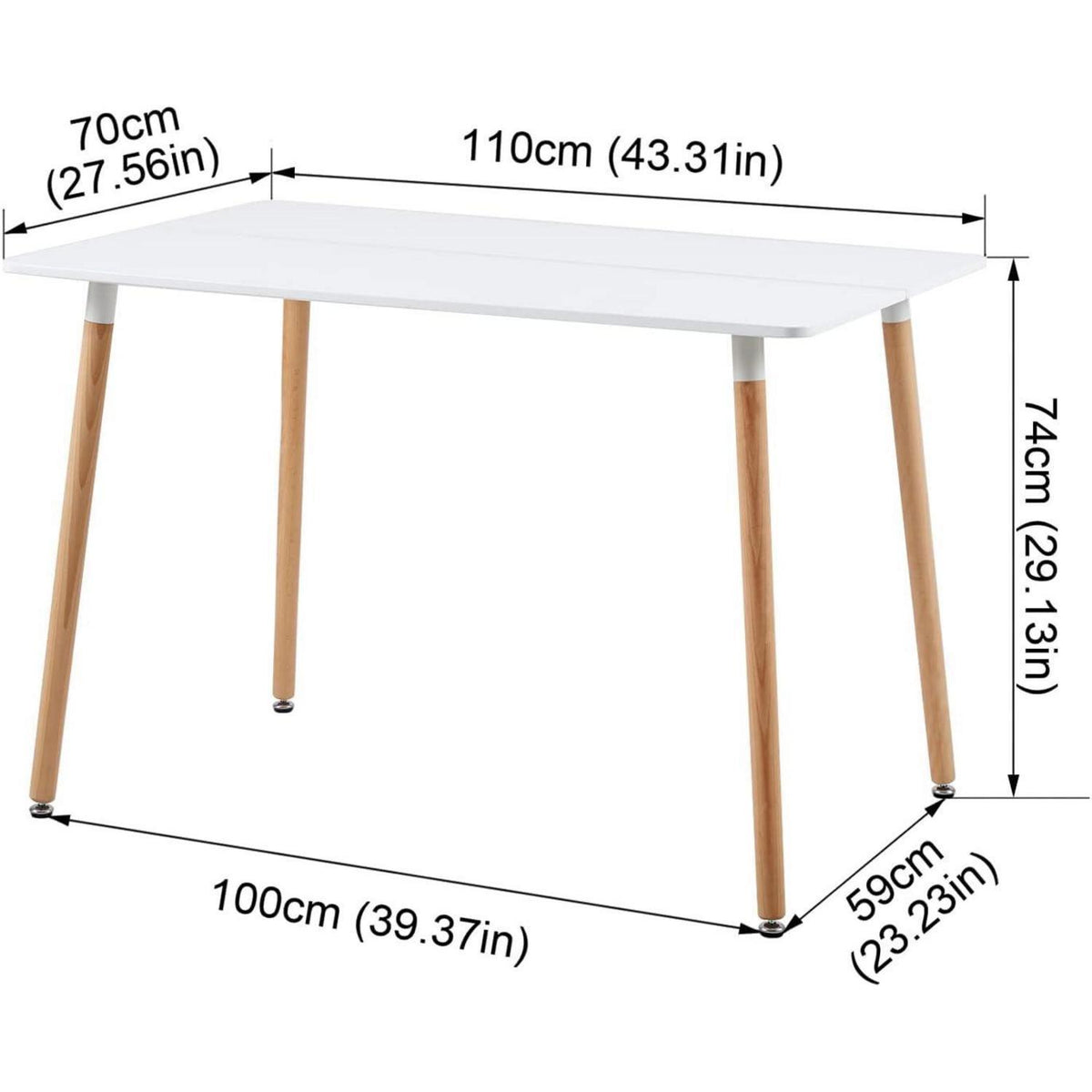 Esszimmergruppe Weiß 110x70cm + 6 Khaki Stühle