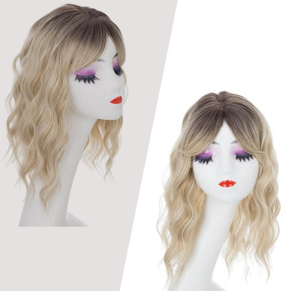 Haartopper mit Pony – Balayage Blond Welle 35cm