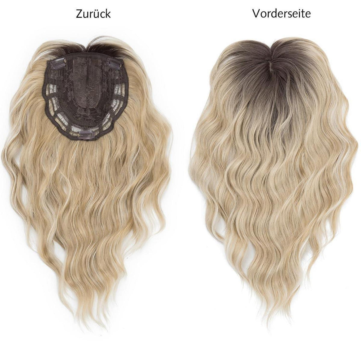 Haartopper mit Pony – Balayage Blond Welle 35cm