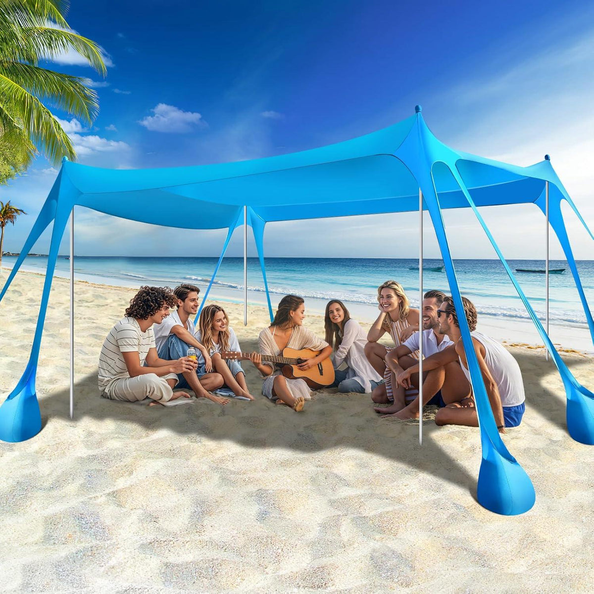 Strandmuschel UPF50+ Sonnenschutz Strandzelt mit Sandschaufeln und