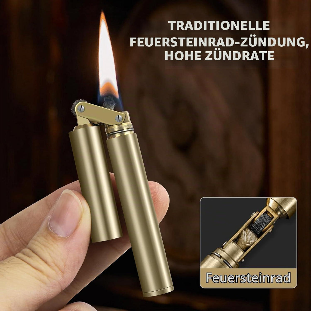 2x Vintage Benzinfeuerzeug Set – Gold & Silber | Geschenk für Männer