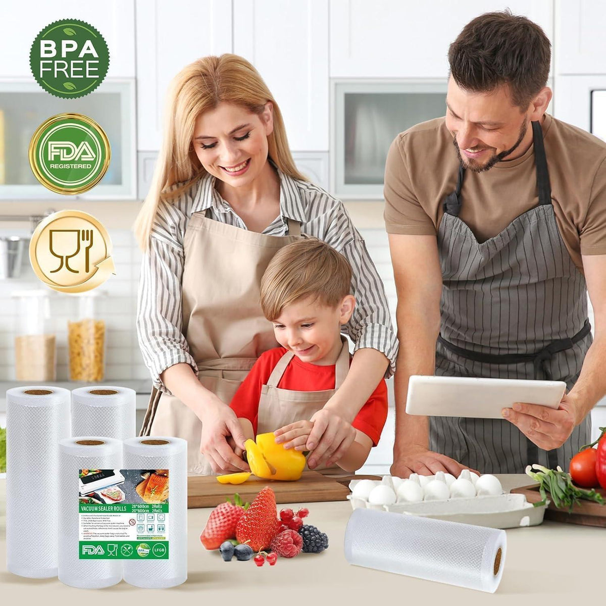 Vakuumierrollen 9er Set | 20cm x 12m + 28cm x 15m | BPA-frei