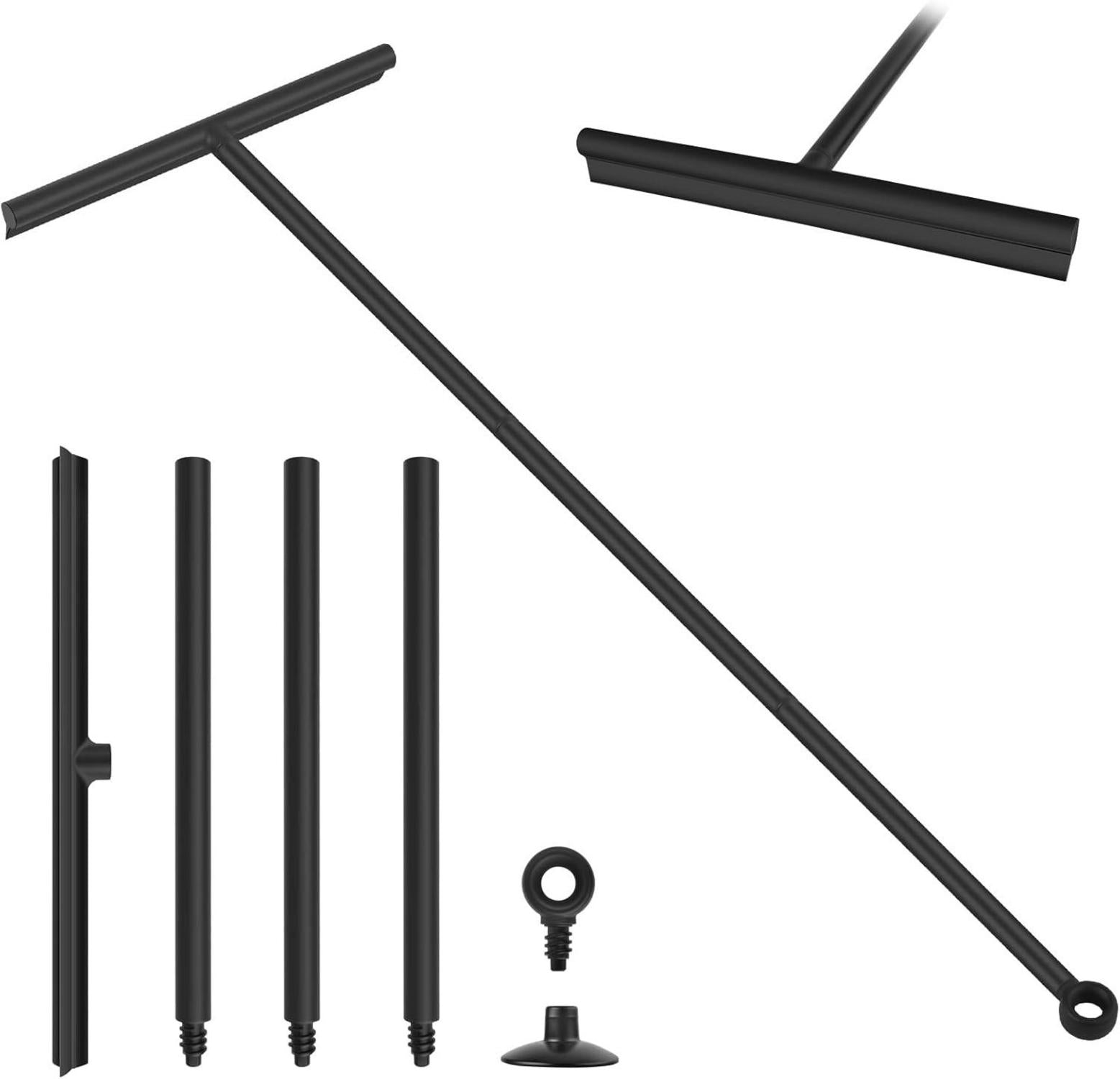 Duschabzieher Silikon Schwarz Verstellbar Saugnapf 24-89cm