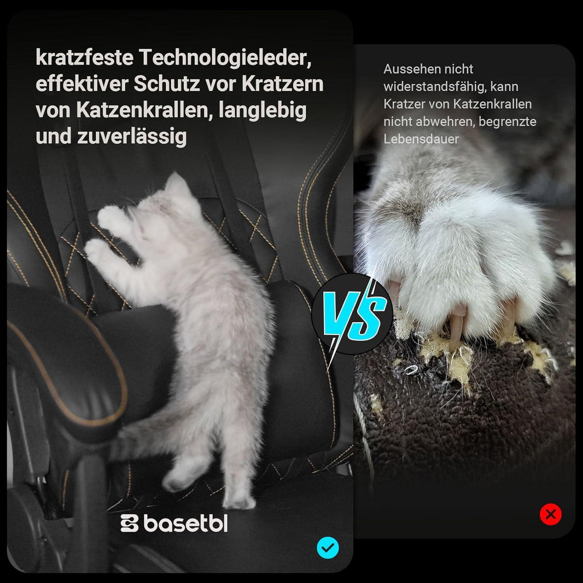 Großer Gaming-Stuhl mit Kratzschutz und Fußstütze bis 180 kg