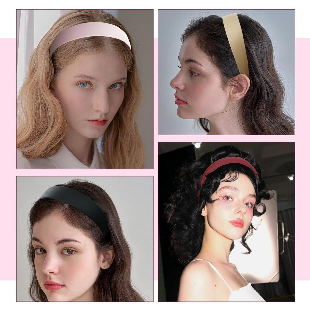 8er Set Haarreifen Damen Breit Headband Haarschmuck DIY Schwarz & 6 Farben