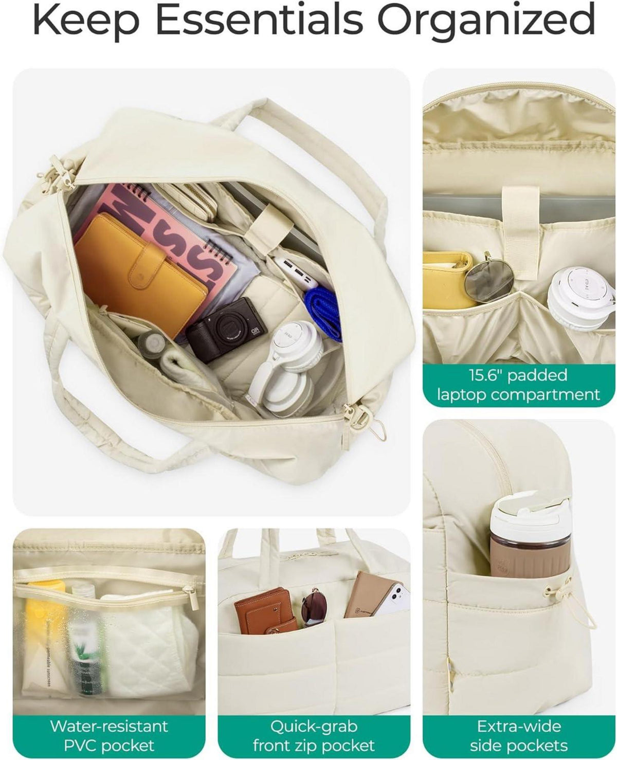 Bagsmart Sporttasche Damen 31L Wasserabweisend Laptop-Handgepäck