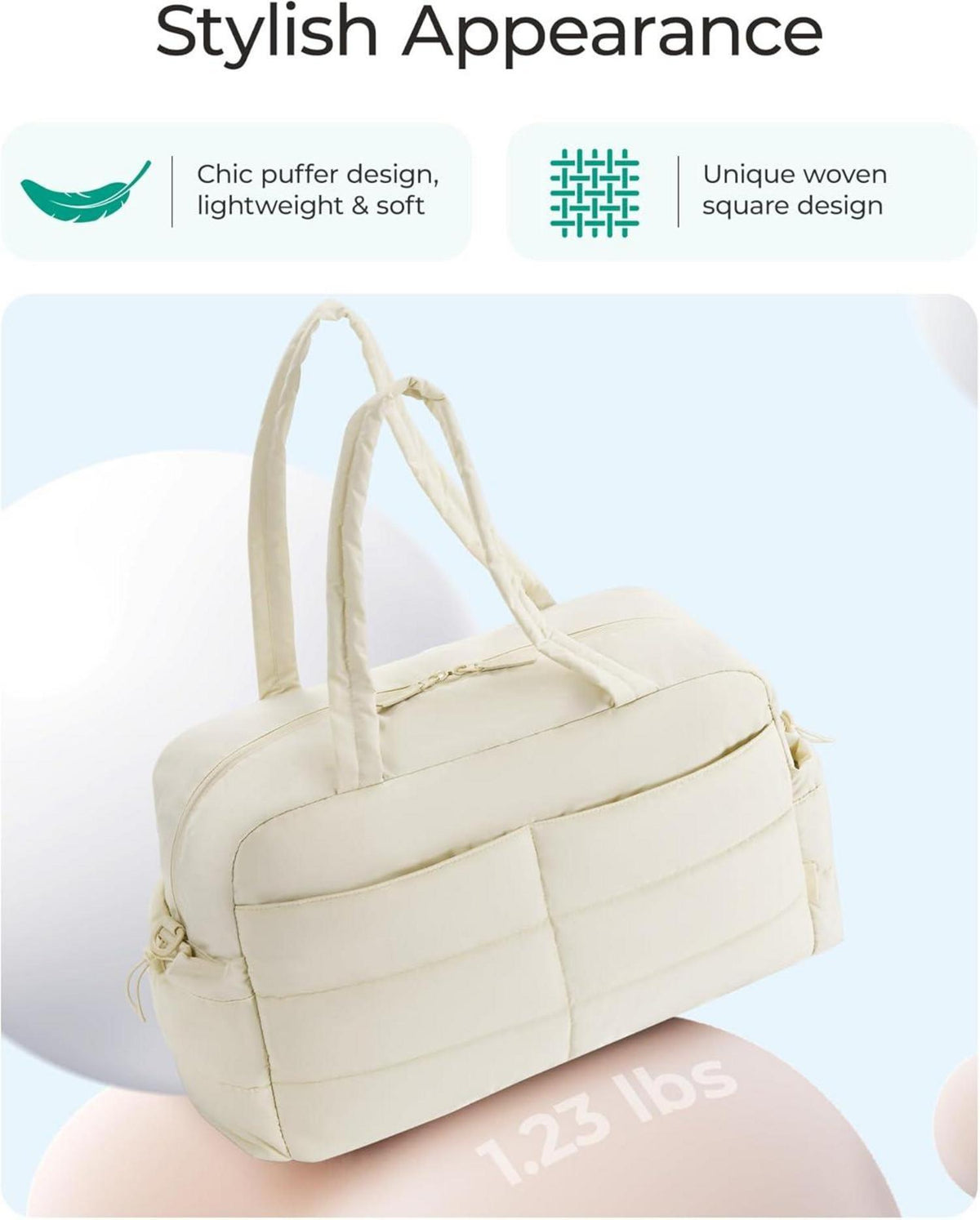 Bagsmart Reisetasche Damen 31L Wasserabweisend Weekender Beige