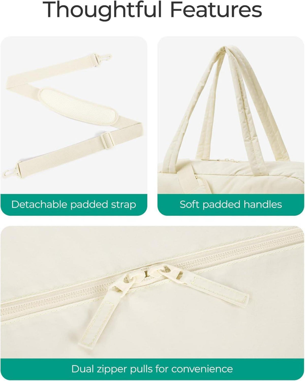 Bagsmart Damen Reisetasche Sporttasche 31L Wasserabweisend Weekender Beige