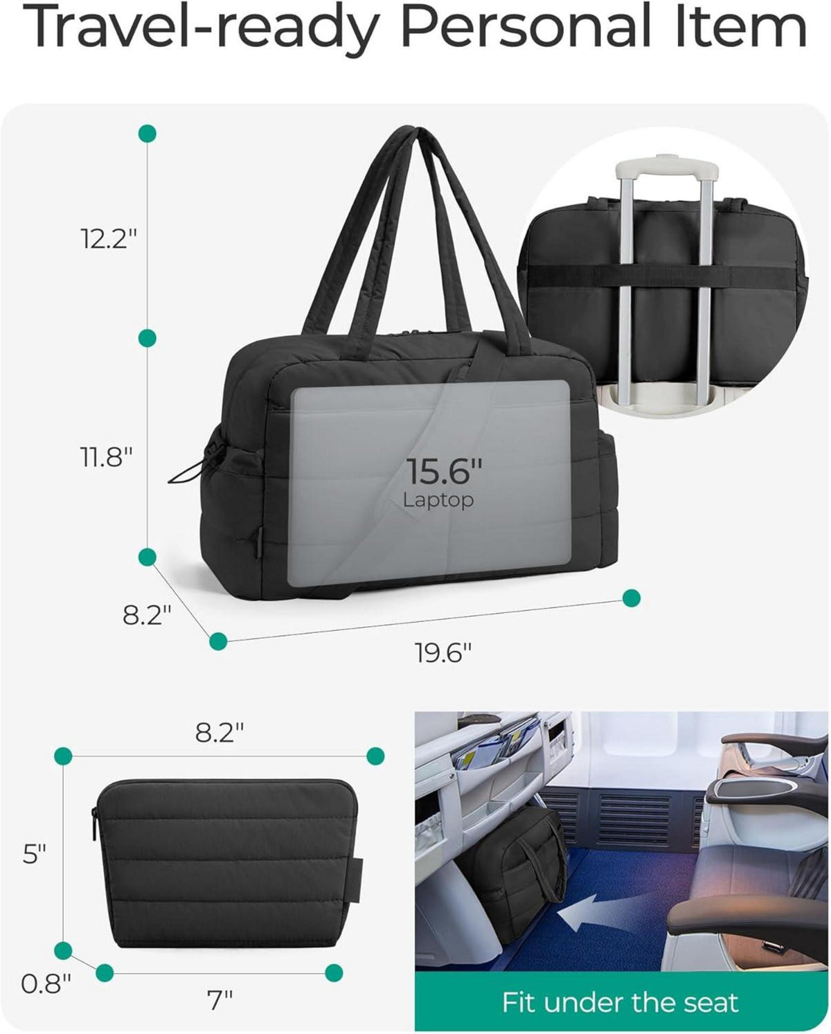 Reisetasche Damen 31L Wasserabweisend Laptop Handgepäck