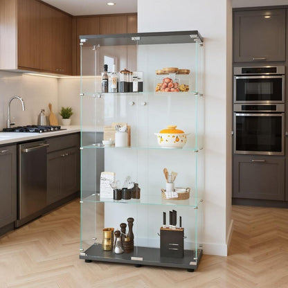 Glasvitrine Standvitrine Schwarz 2 Tür, 4 Etagen