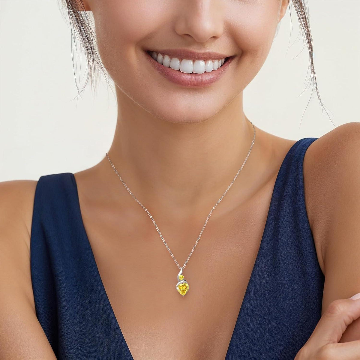 Infinity Herz Kette Damen 925 Sterling Silber Geburtsstein