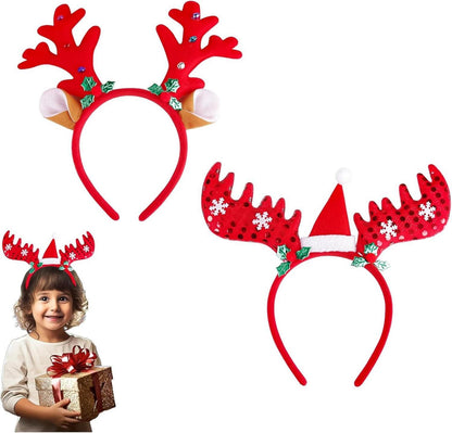 2er Set Weihnachts Rentier Haarreif - Festlicher Kopfschmuck