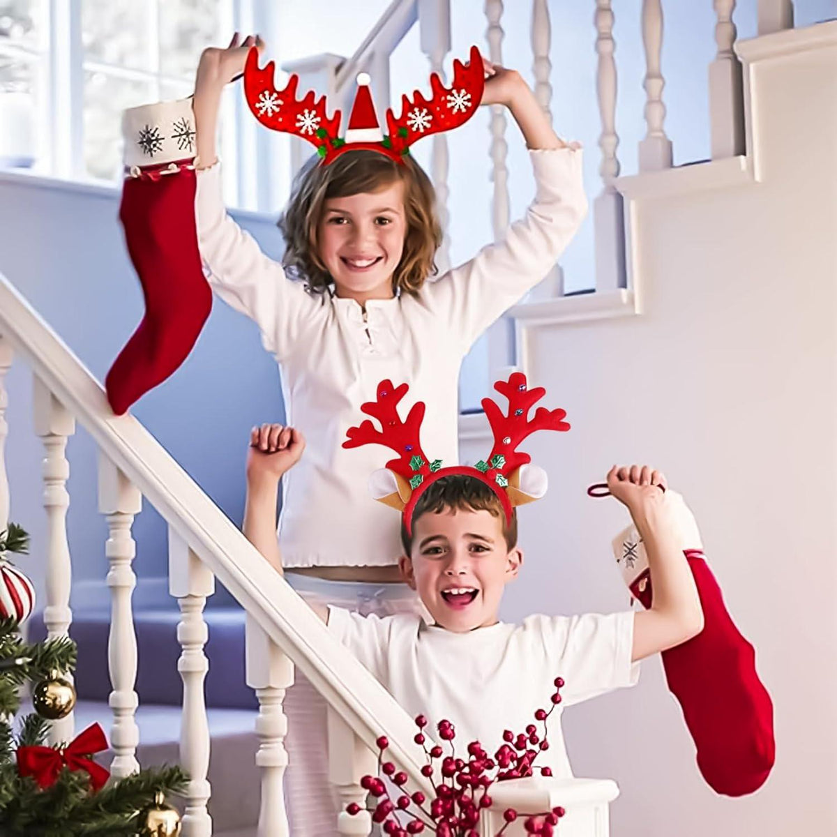 2 Stück Rentier Elch Haarreif Weihnachten Stirnbänder Festlicher