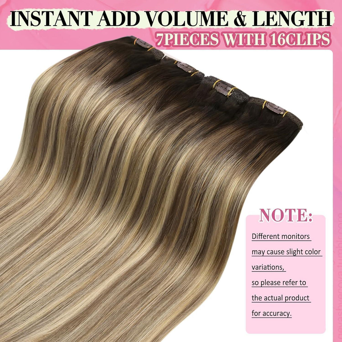 Clip-in Echthaar Extensions Balayage Braun Blond 40cm