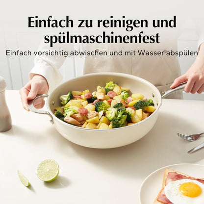 Antihaft Bratpfanne Induktion 28 cm mit Deckel Keramikbeschichtung
