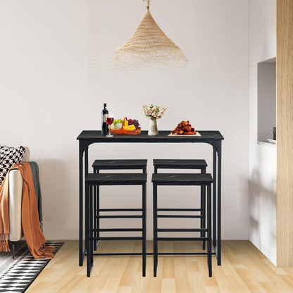 Bartisch Set mit 4 Barhockern – Industriestil Schwarz