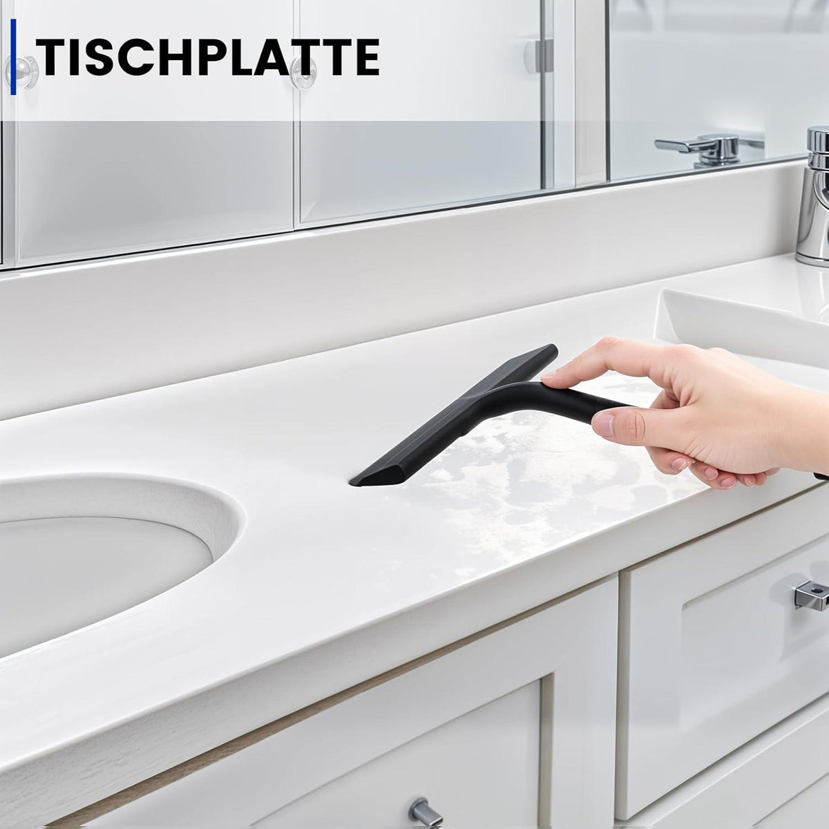Duschabzieher Schwarz Silikon 21,5cm mit Halterung - Ohne Bohren