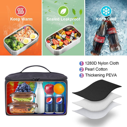 Lunch-Rucksack Schwarz XL – 17.3 Zoll Laptop & Lunchbox
