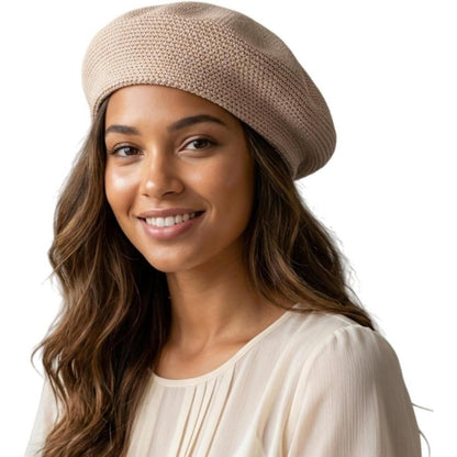 Damen Baskenmütze Sommer - Leichte Baumwoll Beanie Mütze