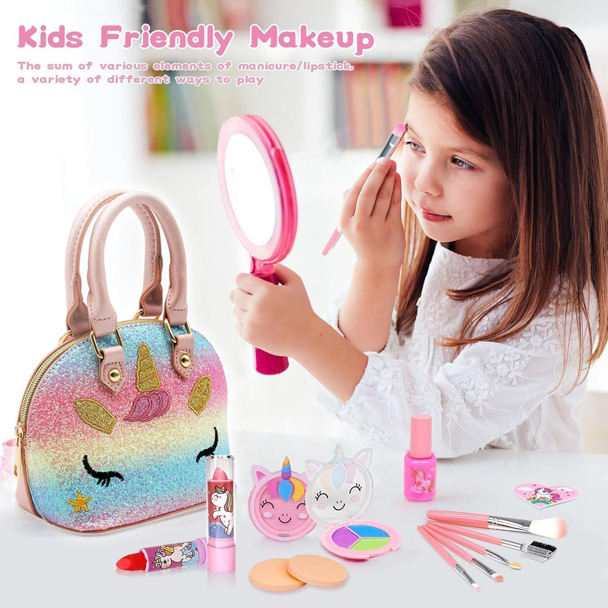 Kinderschminkkoffer für Mädchen, Make-up Set 4-12 Jahre