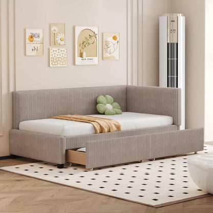 Schlafsofa Grau 90x200 cm mit Stauraum & Lattenrost
