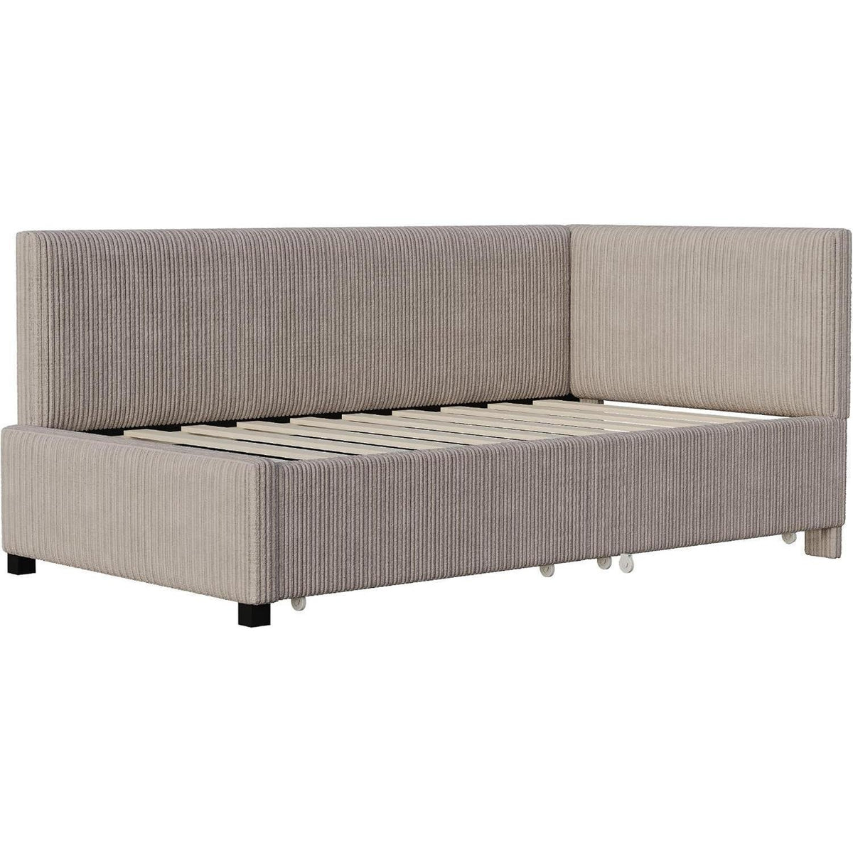 Schlafsofa Grau 90x200 cm mit Stauraum & Lattenrost