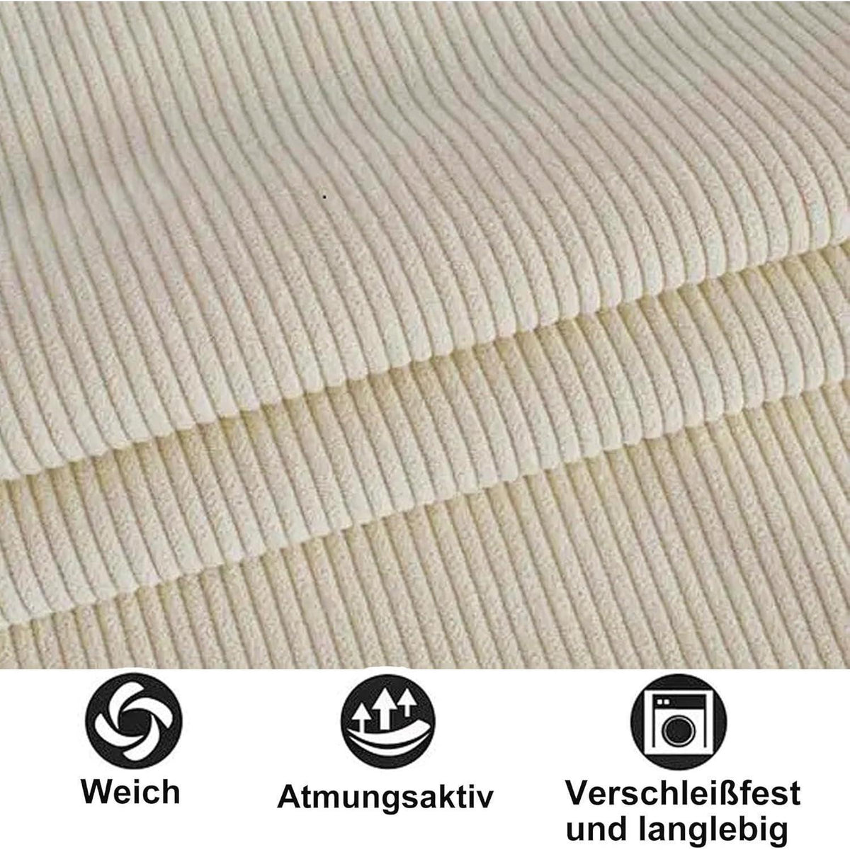 Schlafsofa Cord Beige 90x200 cm mit Stauraum & Lattenrost