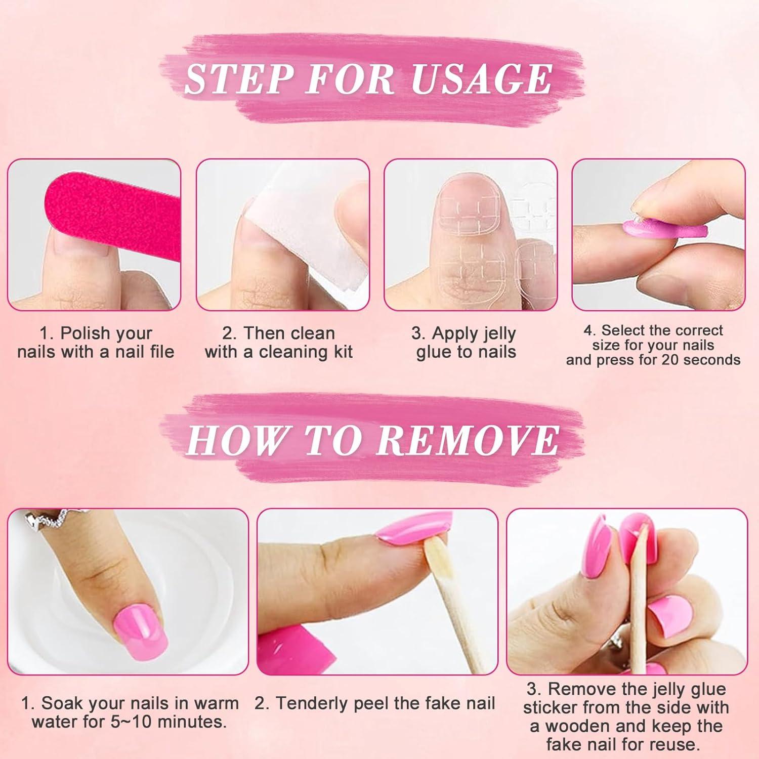 24 Stück Nägel Zum Aufkleben Kurz Eckig French Press on Nails Lila