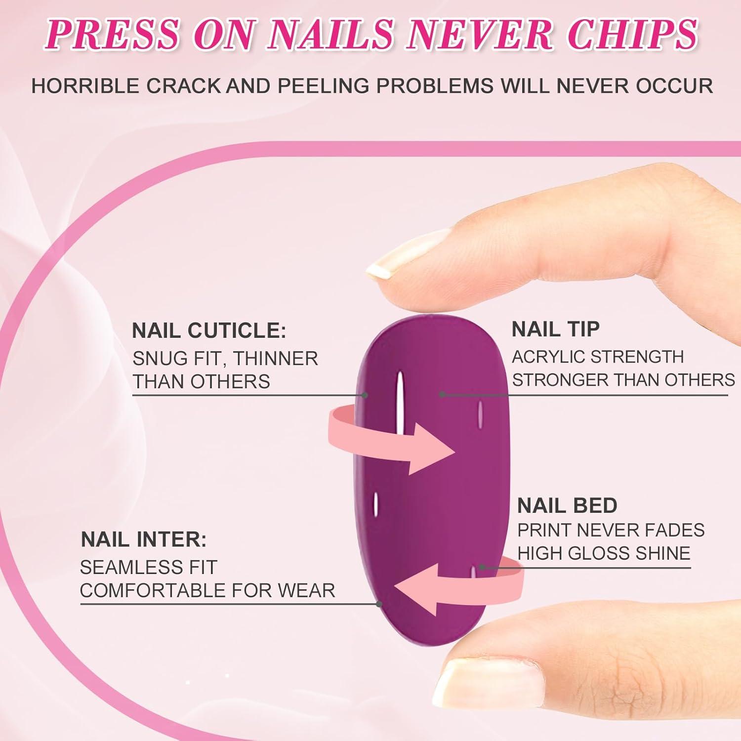 Ceboic 24 Stück French Press on Nails Nude Square Künstliche Nägel