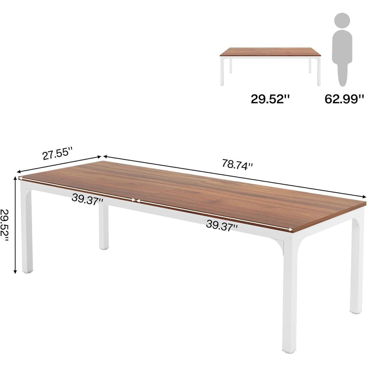 Doppelter Schreibtisch 200x70cm – Home Office & Büro Tisch Nussbaum