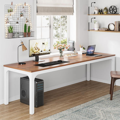 Doppelter Schreibtisch 200x70cm – Home Office & Büro Tisch Nussbaum