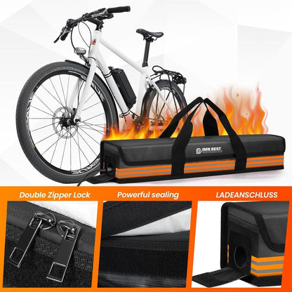 Feuerfeste E-Bike Akku Tasche mit Tragegurt & Ladekabeldurchführung