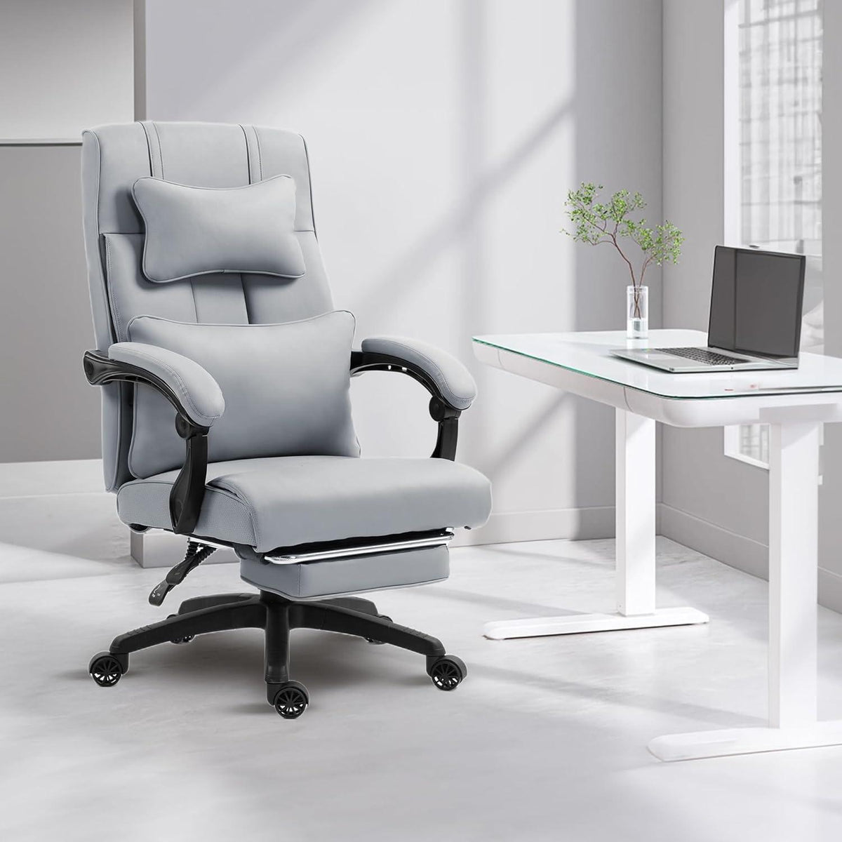Ergonomischer Chefsessel Bürostuhl mit Fußstütze und
