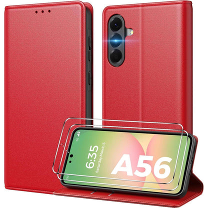 Samsung Galaxy A56 5G Hülle mit 2x Panzerglas, Rot