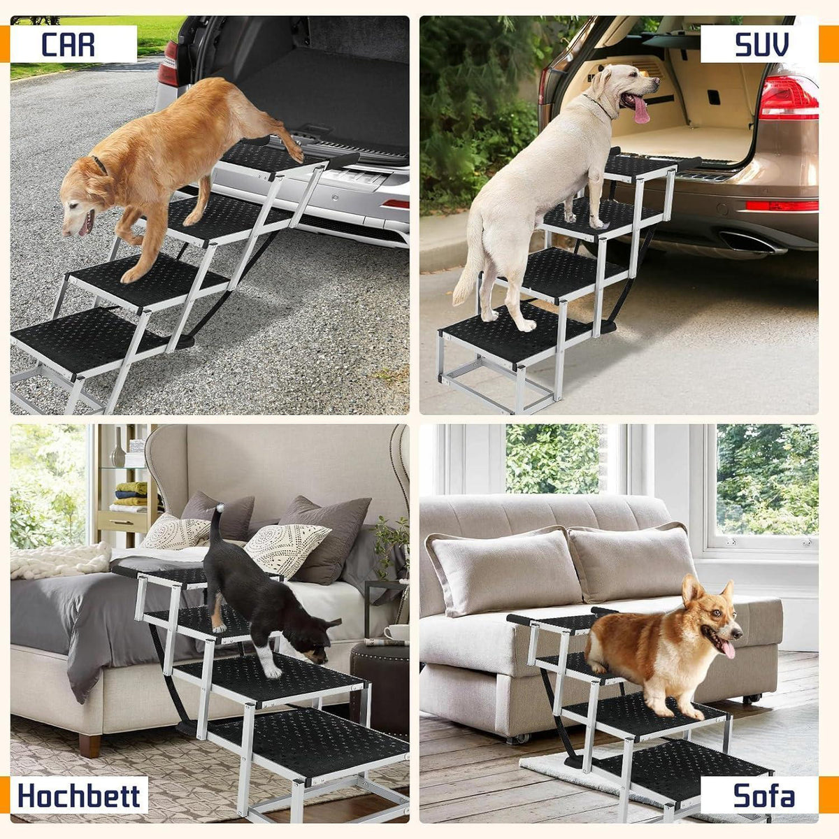Hundetreppe Klappbar – Extra Breit & Robust für Große Hunde
