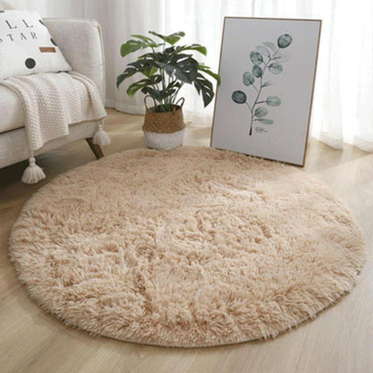 Runder Hochflor Teppich Flauschig Weich Camel 160cm