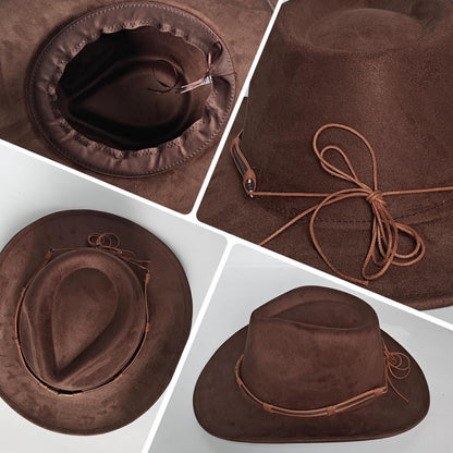 Cowboyhut Damen Herren - Westernhut mit Seildeko in Lederoptik