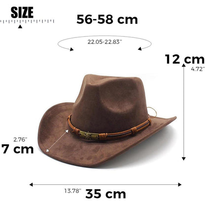 Cowboyhut Damen Herren - Westernhut mit Seildeko in Lederoptik