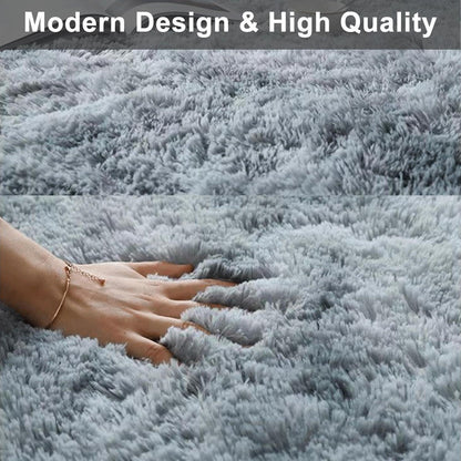 Runder Teppich Hochflor Flauschig Dunkelbraun 140cm Wohnzimmer Schlafzimmer