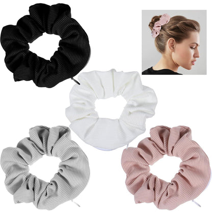 4er Set Scrunchies mit Reißverschluss Damen Aufbewahrung Hair