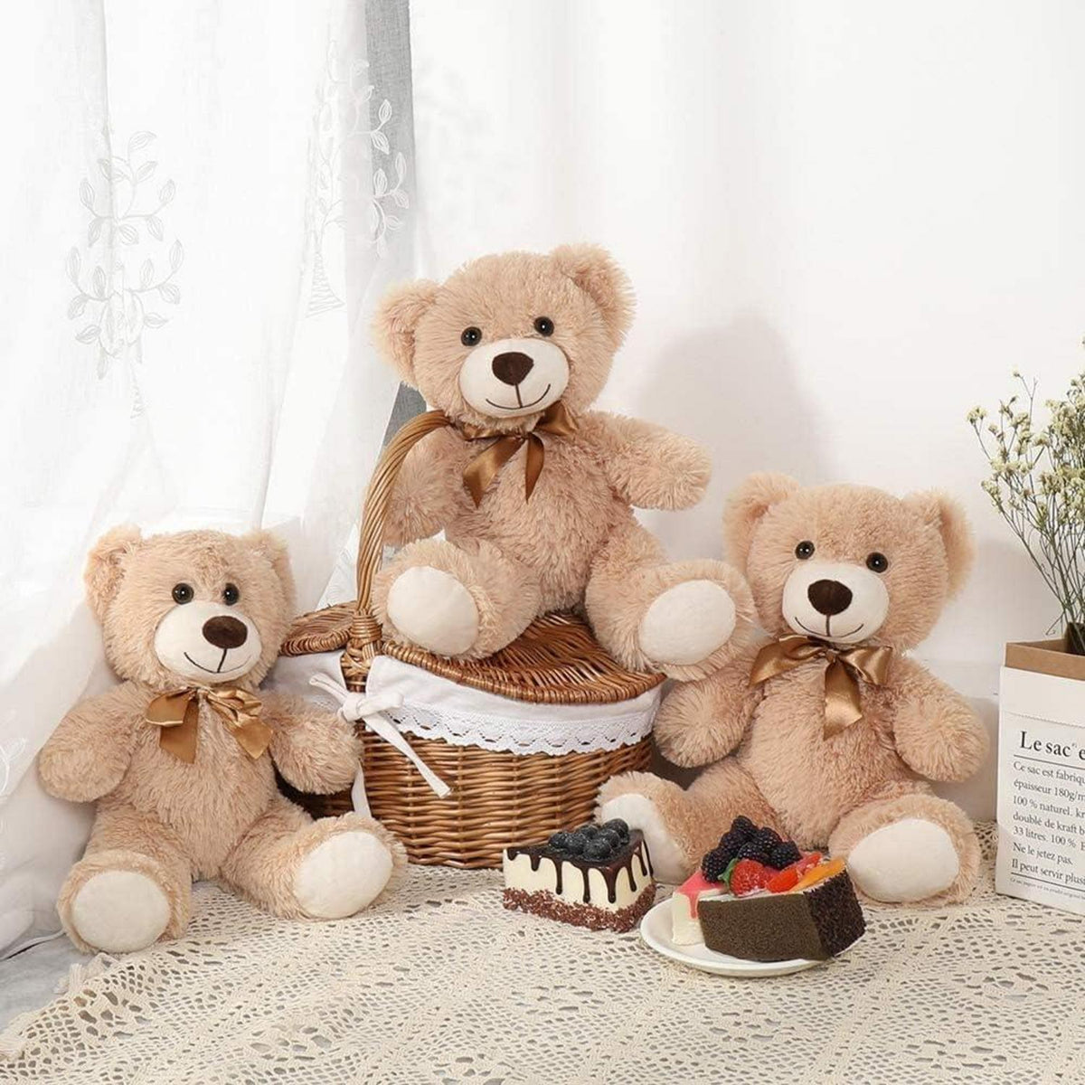3x Süße Teddybären – Kawaii Plüschtiere 35cm