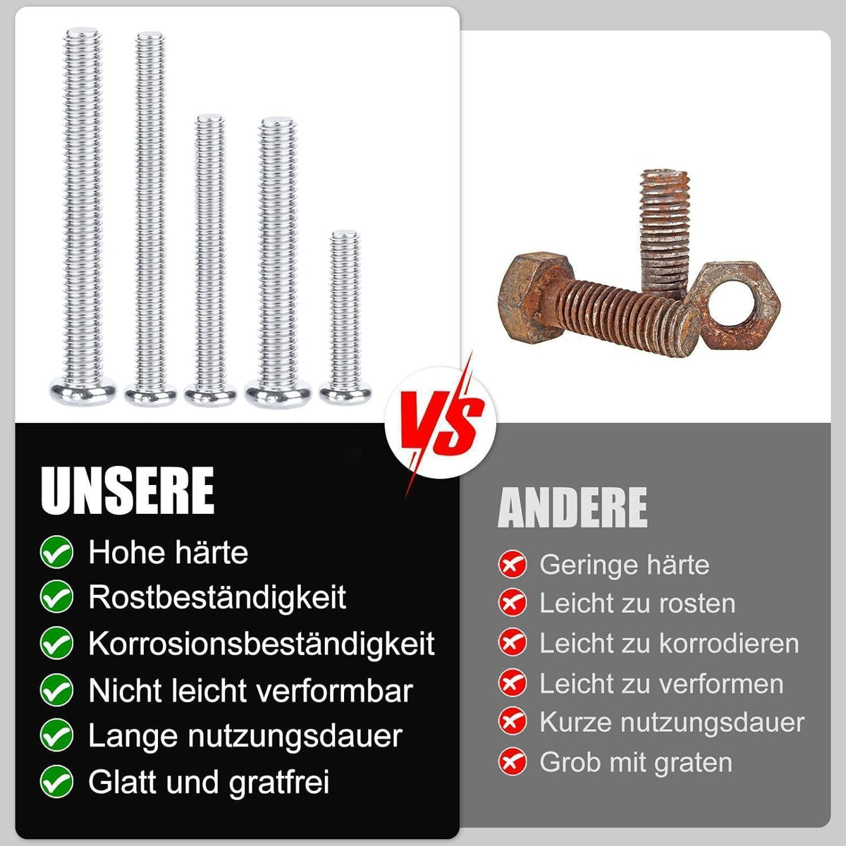 Schrauben Set M2-M5, 1320 Teile, Linsenkopf, Muttern & Scheiben