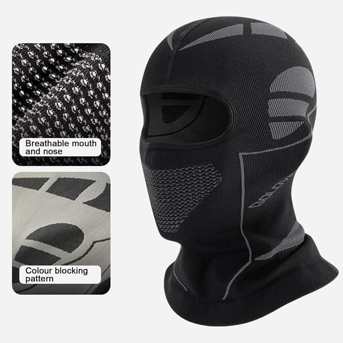 Sturmhaube Fahrrad & Motorrad – Warm & Atmungsaktiv (Schwarz/Grau)