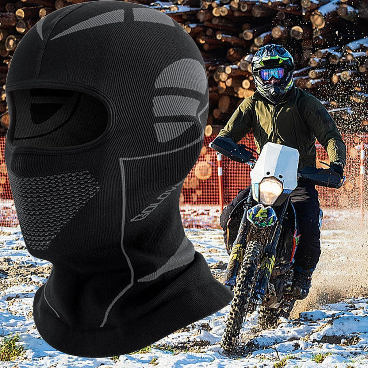 Sturmhaube Fahrrad & Motorrad – Warm & Atmungsaktiv (Schwarz/Grau)