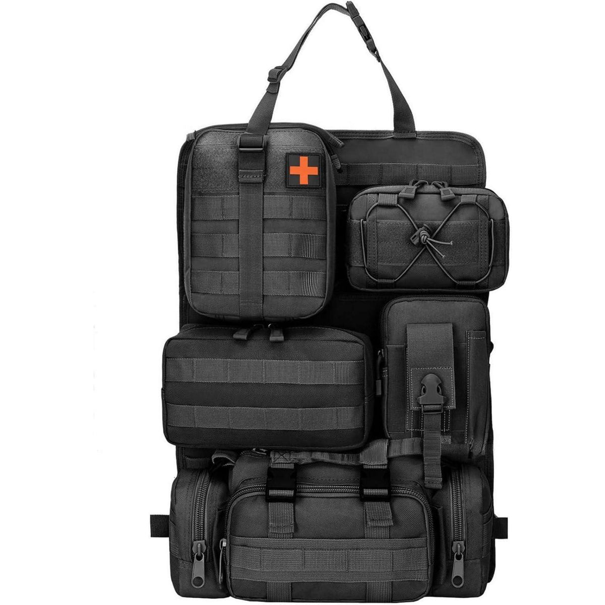 Taktischer Autositz Organizer mit 5 Molle Taschen – Rücksitz Ordnungssystem