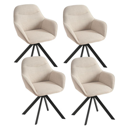 Drehbarer Esszimmerstuhl Beige 4er Set mit Armlehnen