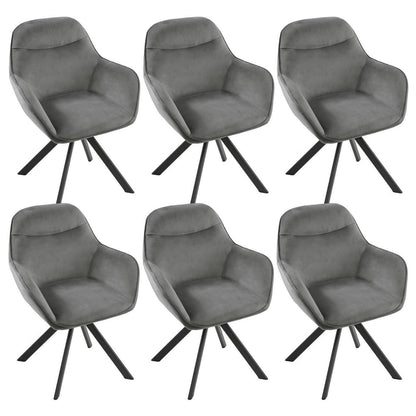 Drehbarer Esszimmerstuhl Set 6x – Dunkelgrau, Samt & Metall